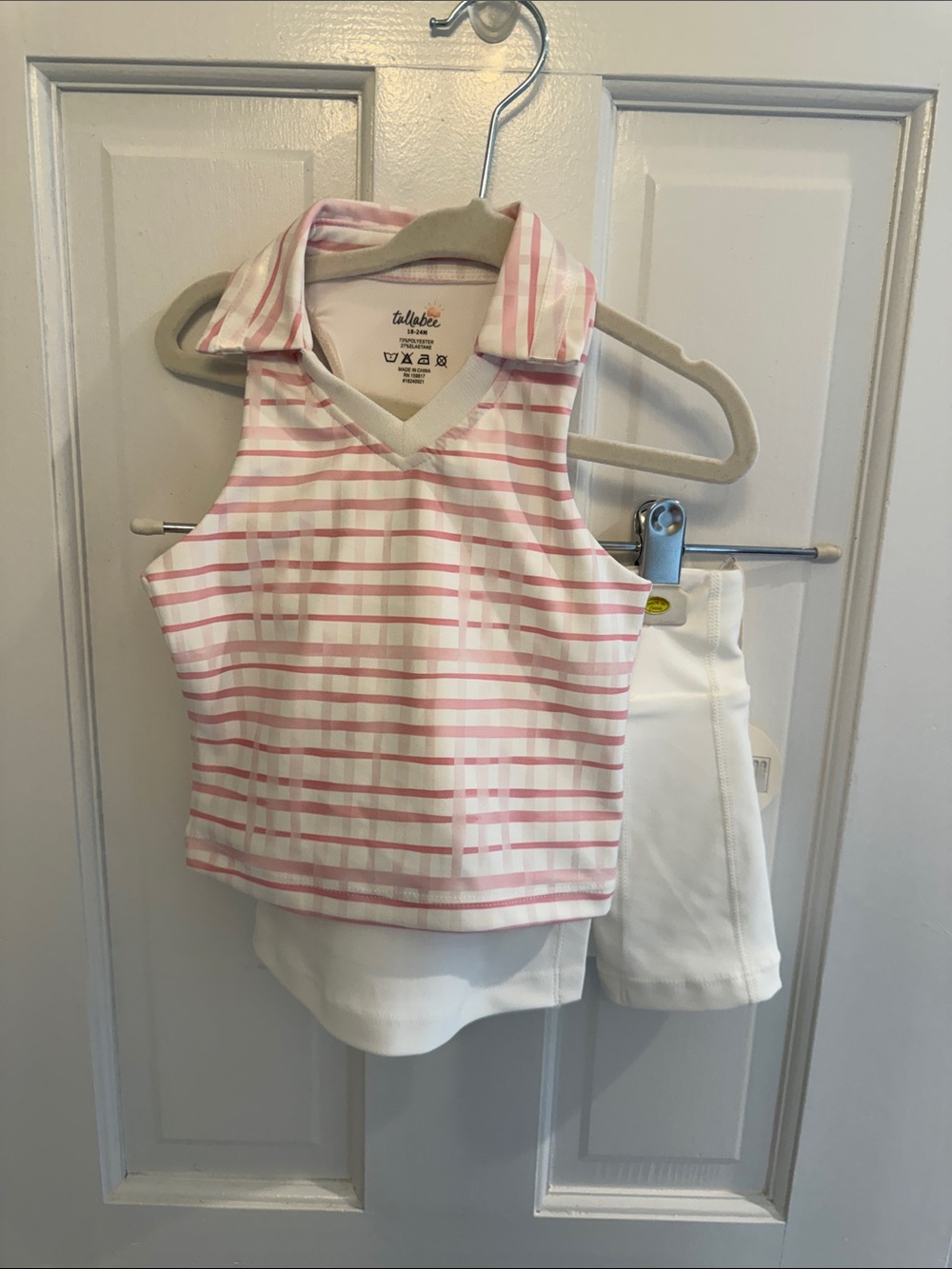 Pink & White Striped Collared Tank Top and skort for Kids